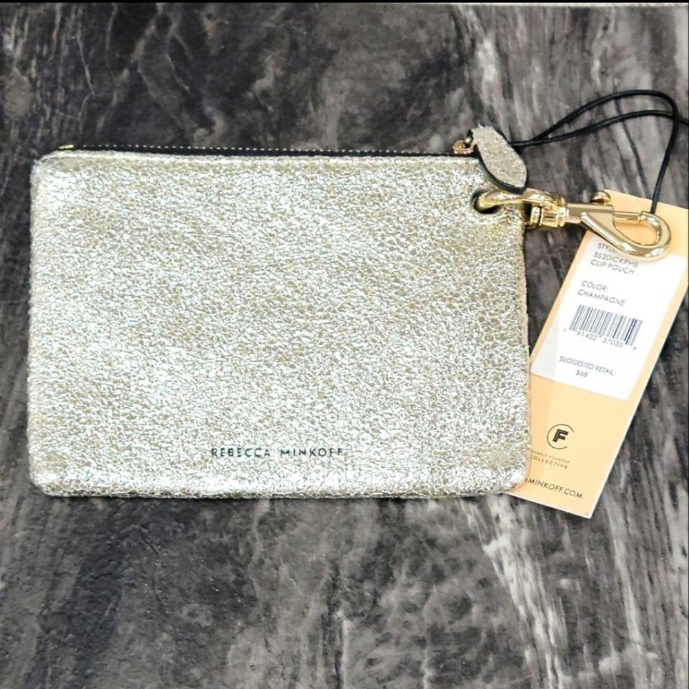 Rebecca Minkoff Gold Champagne Leather Coin Purse Nwt